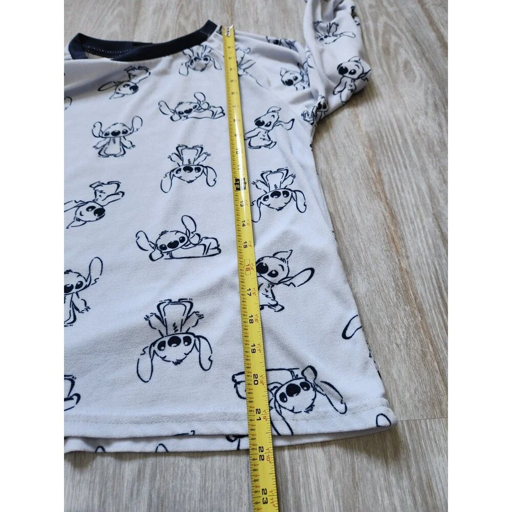 Disney Lilo & Stitch Blue All Over Print Long Sleeve Pajama Top Girls S 4-6 EUC